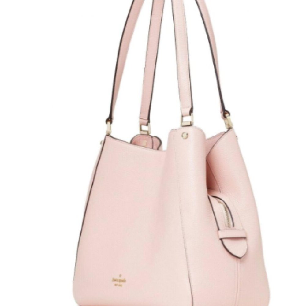Kate Spade Leila Medium Triple Compartment Shoulder Bag Leather Rose Smoke